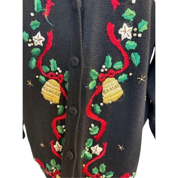 Victoria Jones Woman Holiday Christmas Cardigan Plus Sz. 2X Embroidered - Picture 5 of 9